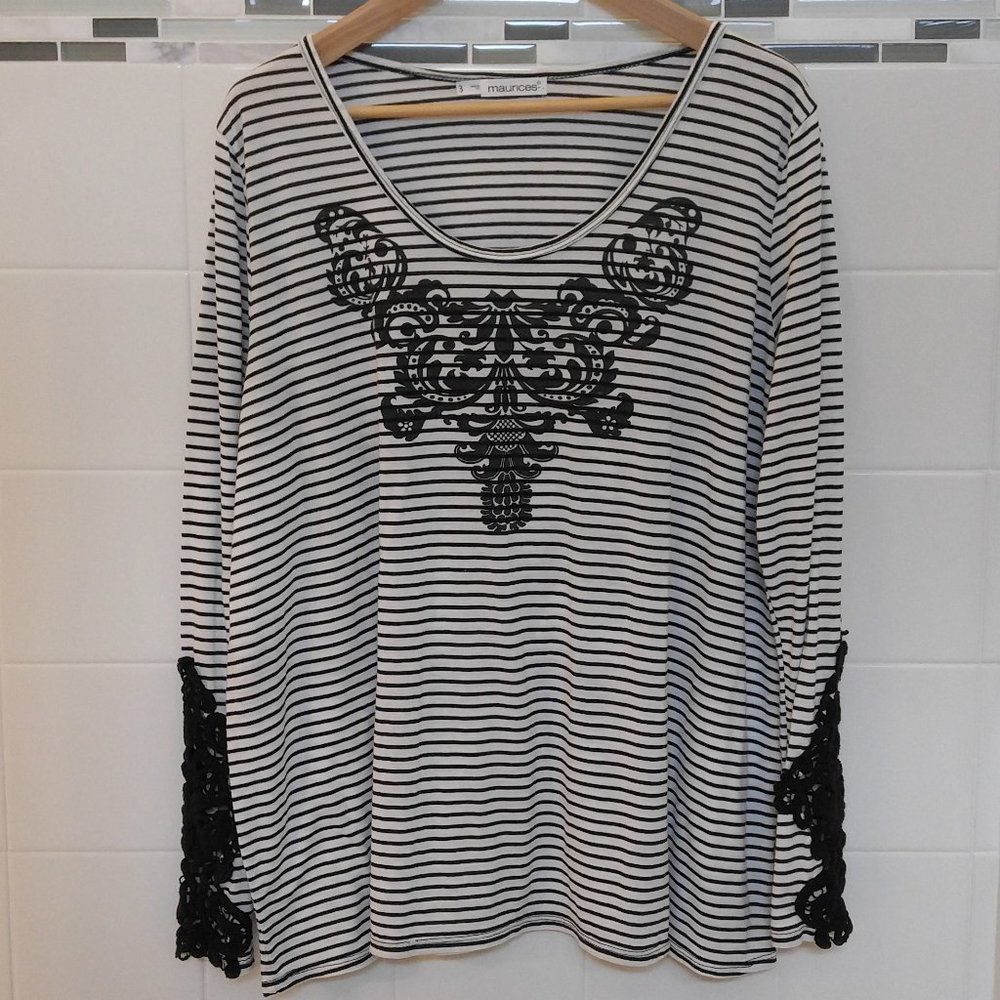 Maurices Long Lacy Sleeves Scoop Neck Shirt